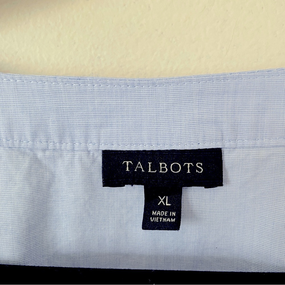 Talbots 100% Cotton Poplin Tie Short Sleeve Top End-On-End size XL - Picture 3 of 6